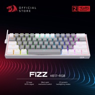 Redragon K617RGB GTAY WHITE Fizz 60% Wired RGB Gaming Keyboard, 61 Keys Hot-Swap Compact Mechanical 