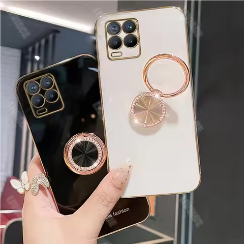 Diamond Bling Ring Holder Case For Oppo Realme 8 Pro 5 5i 6i 8i 9 9i 10 C21 C21Y C25Y C33 C35 C55 Pr