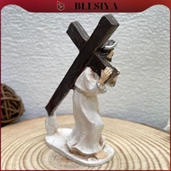 [Blesiya] Religious Ornament Jesus Statue Resin Christian Figurine Home Decoration for Catholic Cele