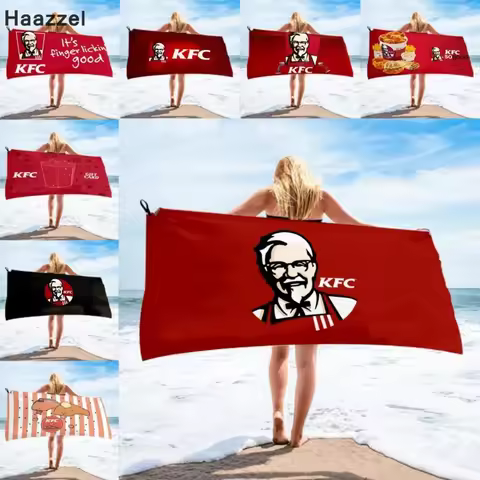 Funny KFC Fried Chicken Bath Towel beach towel female silk printed long skirt wrapped bikini covered