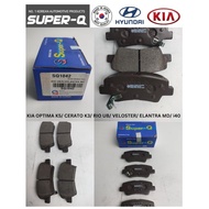 SUPER-Q REAR BRAKE PAD KIA OPTIMA K5/ CERATO K3/ RIO UB/ VELOSTER/ ELANTRA MD/ i40 [SQ-1042] - MADE 