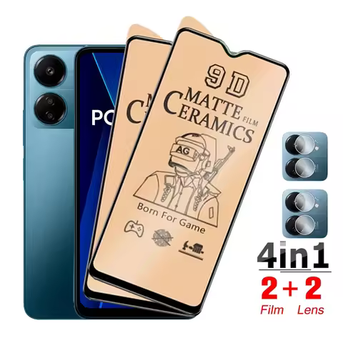 4IN1 Screen Protector for POCO C65 C40 F5 F4 F3 GT Soft Matte Ceramic Film for POCO X5 X4 X3 NFC M5S