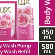 Lux Liquid Soap Soft Rose Pump 580ml + Lux 450ml Soft Rose Reffil Liquid Soap