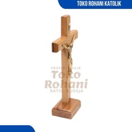 CATHOLIC SITTING CROSS 30 CM BRASS TABLE CROSS/ CATHOLIC ALTAR CROSS/