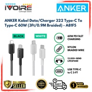 ANKER Data Cable/Charger 322 Type-C To Type-C 60W (3Ft/0.9M Braided) - A81F5