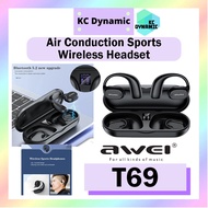 Awei T69 Air Conduction Sport Wireless Headset Sports Bluetooth Earbud Conduction Earphone Open Ear Design Sport Call