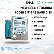 【Ready Stock】NEW DELL / TOSHIBA 600GB 2.5" SAS 15000RPM 12Gbp/s Internal HDD for SERVER (01W7HC 1W7H