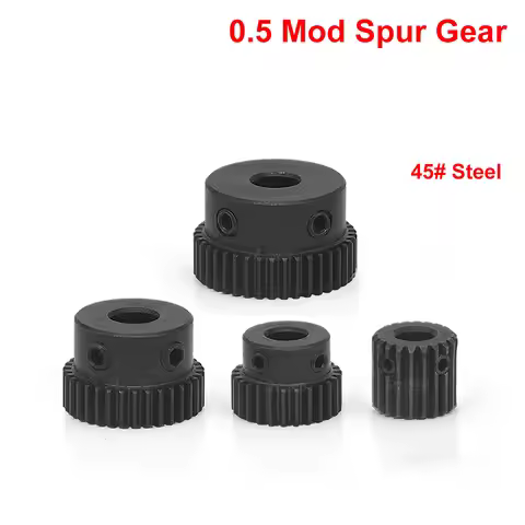 Spur Gear 0.5M 20T - 34T Metal Transmission Gear 45# Steel 0.5 Modulus Pinion Gears Bore 4 5 6 6.35 