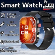 2026 New Military Outdoor Smart Watch Mens LED Flashlight Bluetooth Call Smart lsland 5ATM Waterproo