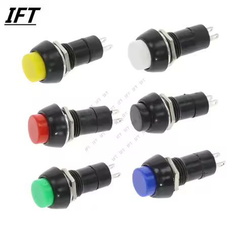 6PCS PBS-11A PBS-11B 12mm self-locking / Self-reset Plastic Push Button Switch Latching Momentary Sw