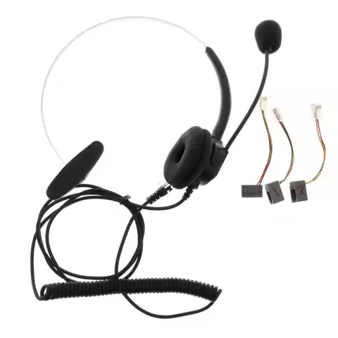 Wired RJ9 Telephone Earpieces Dynamic Sound Office Headset Call Center Headphones with Microphone fo