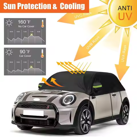 Car Cover 210T Auto Half Body Cover Dust-proof Waterproof Anti-UV Roof Top Hood For BMW Mini R55 R56