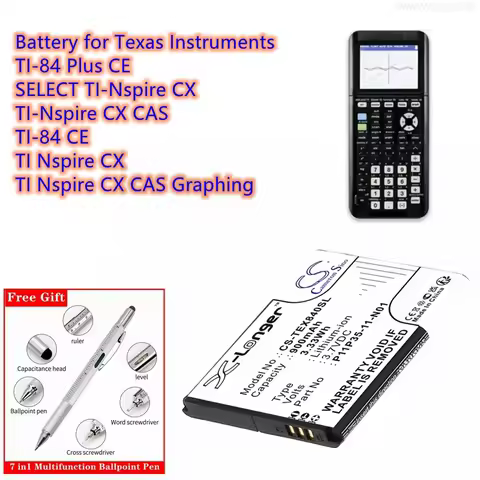 Calculator Battery 3.7V/900mAh P11P35-11-N01 for Texas TI Nspire CX,TI Nspire CX CAS Graphing,TI-84 