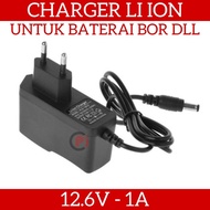 charger baterai bor cordless 12.6v li ion 3s cas aki motor 12v batere
