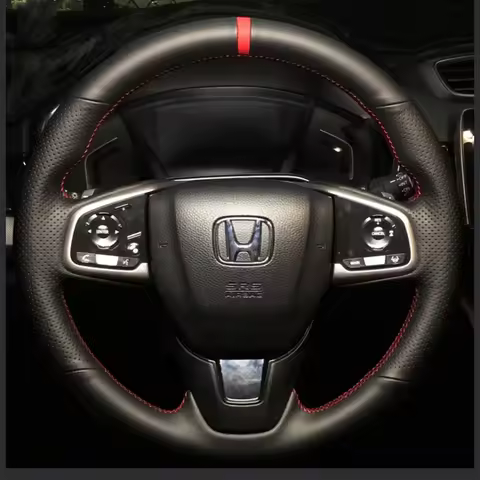 Car Steering Wheel Cover Genuine Leather For Honda Civic Civic 10 2016-2019 CRV CR-V 2017-2019 Car A
