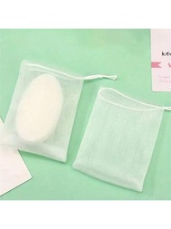2入組抽繩泡沫網，適用於臉部潔面乳和手工皂，泡沫清潔工具