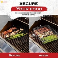 Hotpink Foldable 304 Stainless Steel BBQ Grill Basket Non Stick Mesh Mat for Meat Vegetables