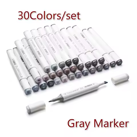30 Color Grayscale Marker Pen Grey Dual Head Sketch Alcohol-based Art Markers Painting Set