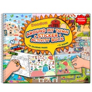500PCS+ Stickers/Coloring Book for Toddlers 2-4, Around My Town Stickers Book 12 Scenes,12 Coloring 
