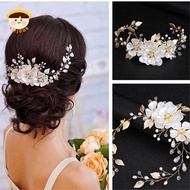 〔8C05〕 Women bridal white flower rhinestone pearl hair clip wedding hair accessories 〔8C〕