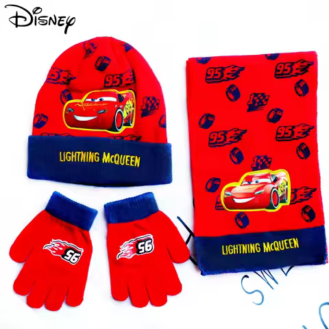 3pcs/set Children's cap Girl boy Hat Lightning McQueen Car Cartoon Hats Scarf Glove Warm Set anime k