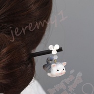 JEREMY1 Hanfu Hairpin, Tassel Chinese Style Wooden Hair Stick, Antique Hanfu Headwear Hair Chopstick Cat Cheongsam Accessories