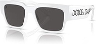 DG 6184 331287 White Plastic Square Sunglasses Grey Lens, White, 52-18-145