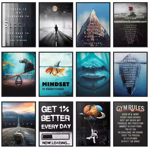 Motivational Quotes for Success Poster Iceberg Success Prints Canvas Painting Wall Art Picture for O