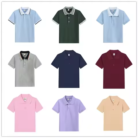 Hot Selling　Children' Solid Color POLO Shirt Boy Handsome Fashion Sports T-shirt Girl Lapel Casual A