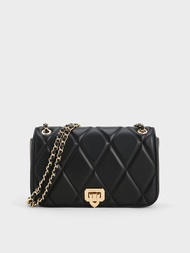 Arwen Diamond-Quilt Shoulder Bag - Black-S