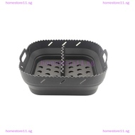 Homestore Air Fryer Silicone Basket Plate Square Reusable Air Fryer Cooking Accessories Foldable 21cm Airfryer Tool Baking Molds SG