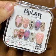 [ByLaw. Nails] Pink Star Ribbon | Press On Nails Pink Cute Y2K | False Nails Premium Korean StyleMAN