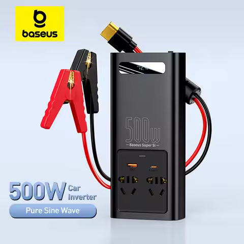 Baseus Car Inverter 500W DC 12V to AC 110V 220V Auto Converter Type-C USB Fast Charging Pure Sine Wa