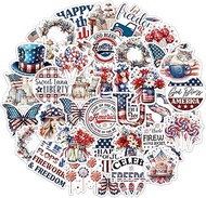 100Pcs 4th of July Patriotic Stickers, Waterproof Vinyl Independence Day Supplies for Water Bottle, 
