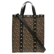 Burberry TB 小號 8025068 PVC塗層帆布ブラウン托特包，兩用手提包，1291 [二手] BURBERRY