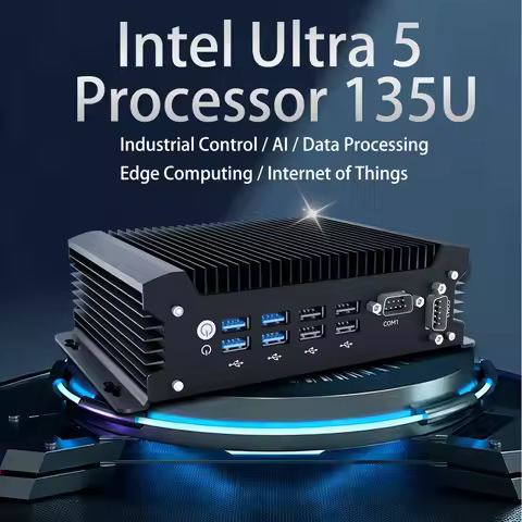 DC12V-19V Fanless Industrial PC Intel Ultra 5 135U 2x RS232 2x Ethernet 2x HDMI DP 8x USB WiFi SIM 4