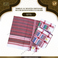 AL SHAFEDA SHEMAGH M1006 MULTICOLOR TURBAN WITH 2/S 3 COLORS 52" W ZIP BAG MULTICOLOR HAJI TURBAN BE