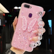 LIFEBELLE Casing for OPPO A7 A5s A12 F9 F9 Pro Realme 2 Pro Case, with Crystal Bracelet Girls Luxury Fashion 3D Butterfly Starry Glitter Slim Phone Case Clear Soft Silicone Shockproof Protective Back Cover