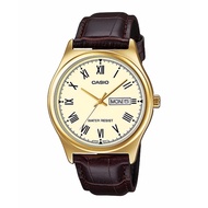 Casio นาฬิกาข้อมือผู้ชาย สายหนัง รุ่น MTP-V006GL-9B - Brown/Gold  รับประกันศูนย์ 1 ปี  ของแท้