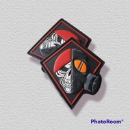 rubber patch logo baret merah merah tengkorak aksesoris topi