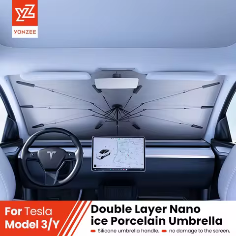 YZ For Tesla Model 3 Y highland 2025 Car Sunshade Umbrella Foldable Front Sunscreen Heat Insulation 