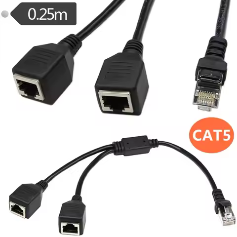 RJ45 Network Splitter Cable,RJ45 1 Male to 2 Female Socket Port LAN Ethernet Network Cable Compatibl