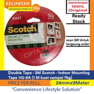 Double Tape - Scotch3m - Indoor Mounting Tape 110-9A (25mm x 9Meter; 1M strong up to 7.0 kg)