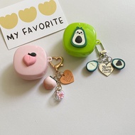 For Baseus WM01 Case ins Sweet Peach / Avocado Fruit Keychain Case Silicone Glossy TPU Bluetooth Ear
