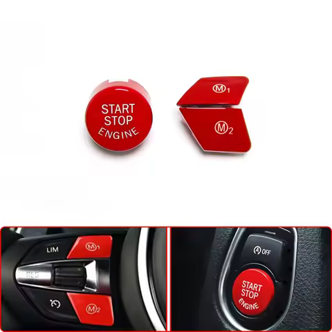 Red & Blue For BMW M3 M4 M5 M6 X5M X6M F80 F82 F83 F10 F06 F15 F16 M1 M2 Car Engine Start Stop Cover