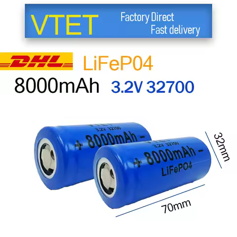 2026 Original Brand LiFeP04 3.2V 32700 8000mAh Rechargeable Battery 8.0Ah 50A Professional Lithium I