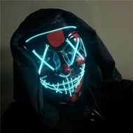 New Halloween El Luminous Mask Death Ghost Face Disco Dance Party Makeup Same Funny Atmosphere Unisex/Glowing Mask LED Lighting Mask Cosplay Props