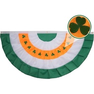 Bendera Hiasan Shamrock Ireland AMZFLAG 3x6 kaki, Bendera Kipas Berlipat Shamrock Bersulam untuk Hia