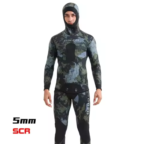 Mens 5MM Hooded Wetsuit neoprene Spearfishing Diving Suit,for hunting,Diving,Winter Swimming Suit Bl
