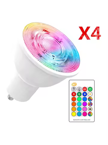 4Pcs/lot LED Bulb Light GU10 8W RGB Dimmable 16 Colors Changeable Spot Light with IR Remote Control 